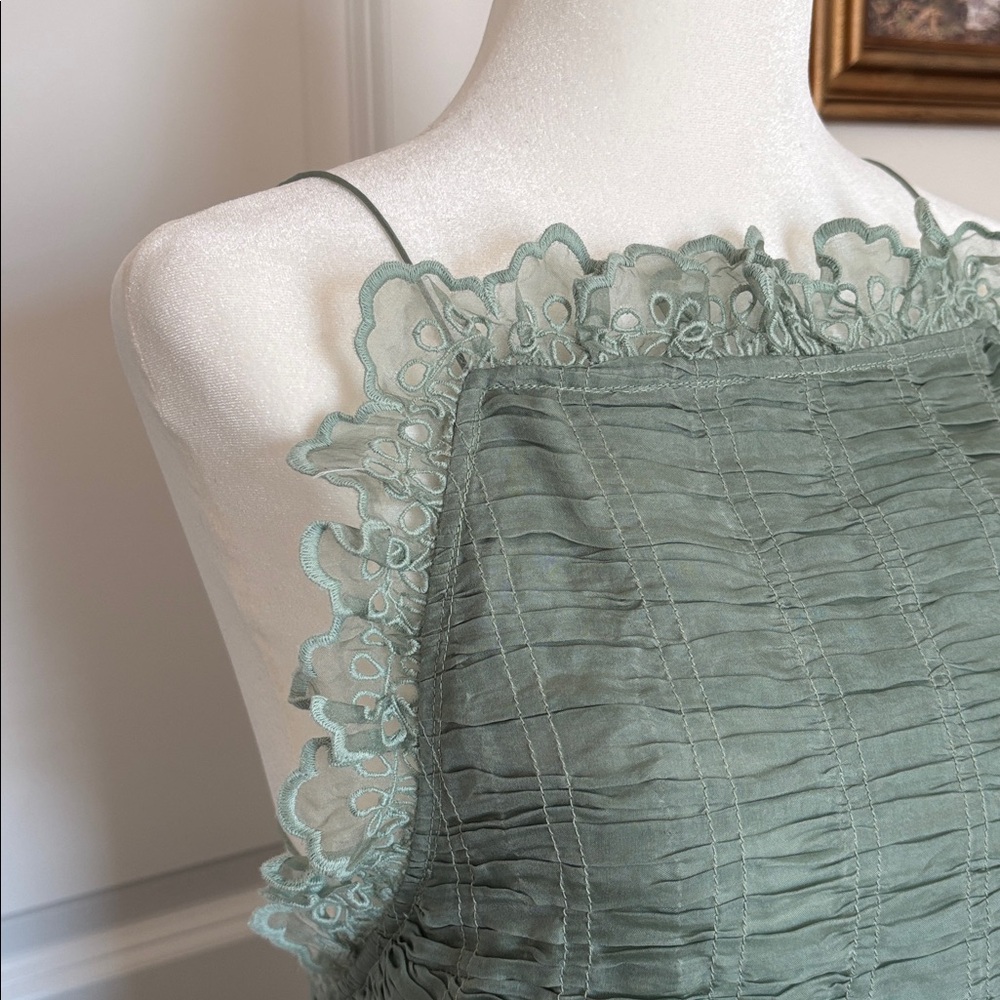 DÔEN XS/S Forsythia dress in Malibu mint Sage Lace Maxi Dress mint eyelet dress - Picture 7 of 13